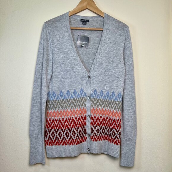 NWT EDDIE BAUER Womens Christine Fair Isle Mohair Blend Cardigan Sweater Medium - Picture 6 of 7